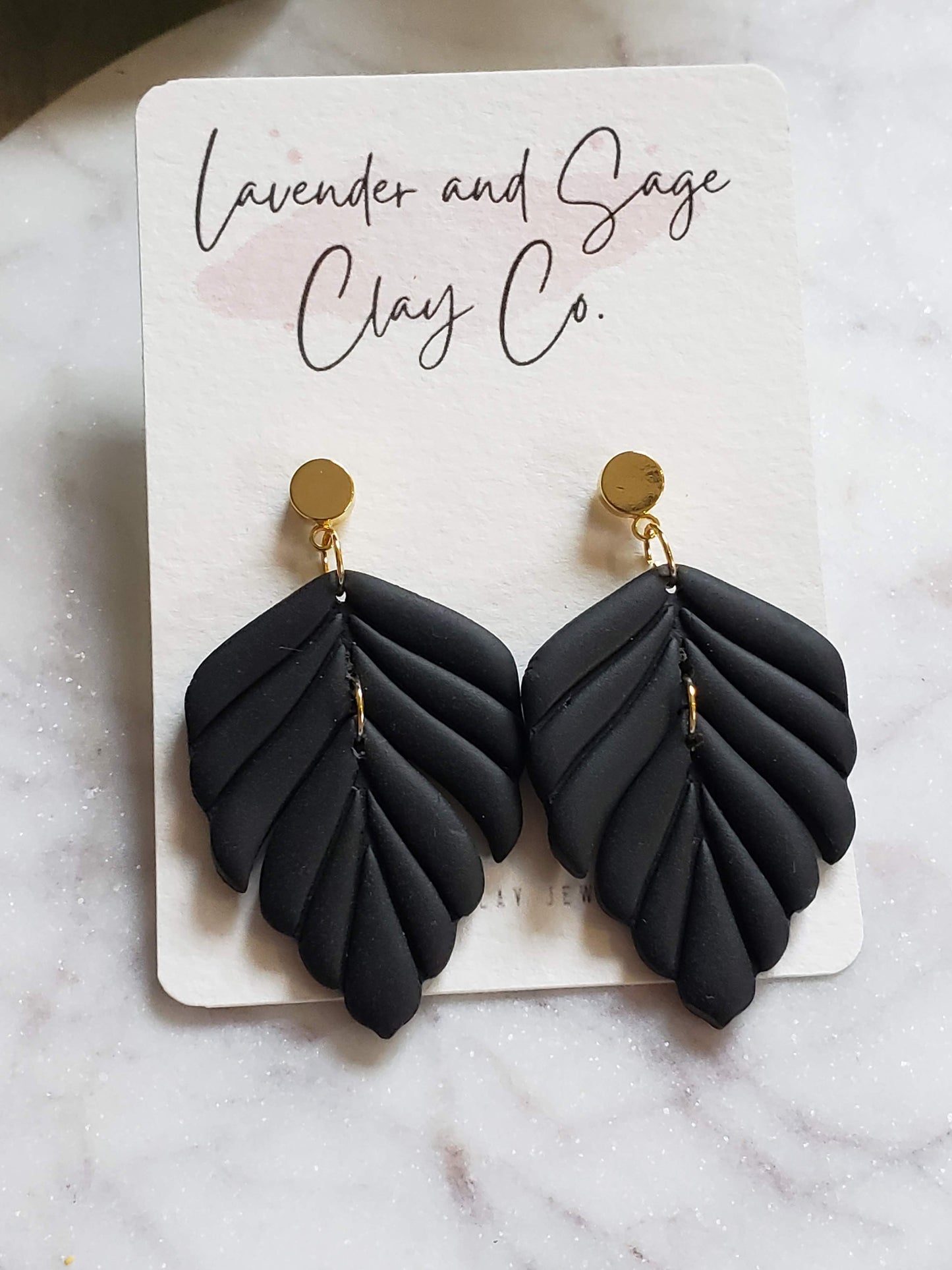 Black polymer clay earrings |  Black and gold earrings | Date night earrings | comfortable lightweight earrings