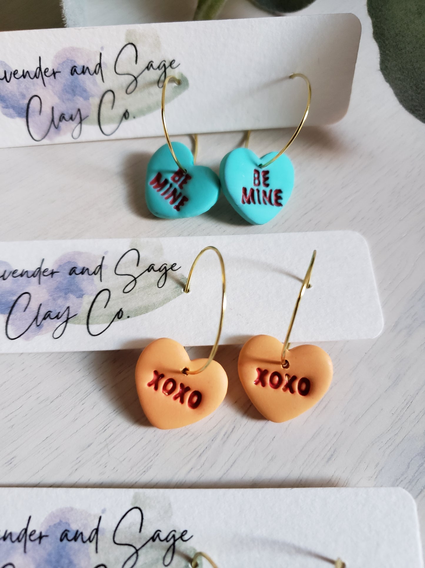 Conversation hearts hoop earrings | Valentine's candy heart earrings