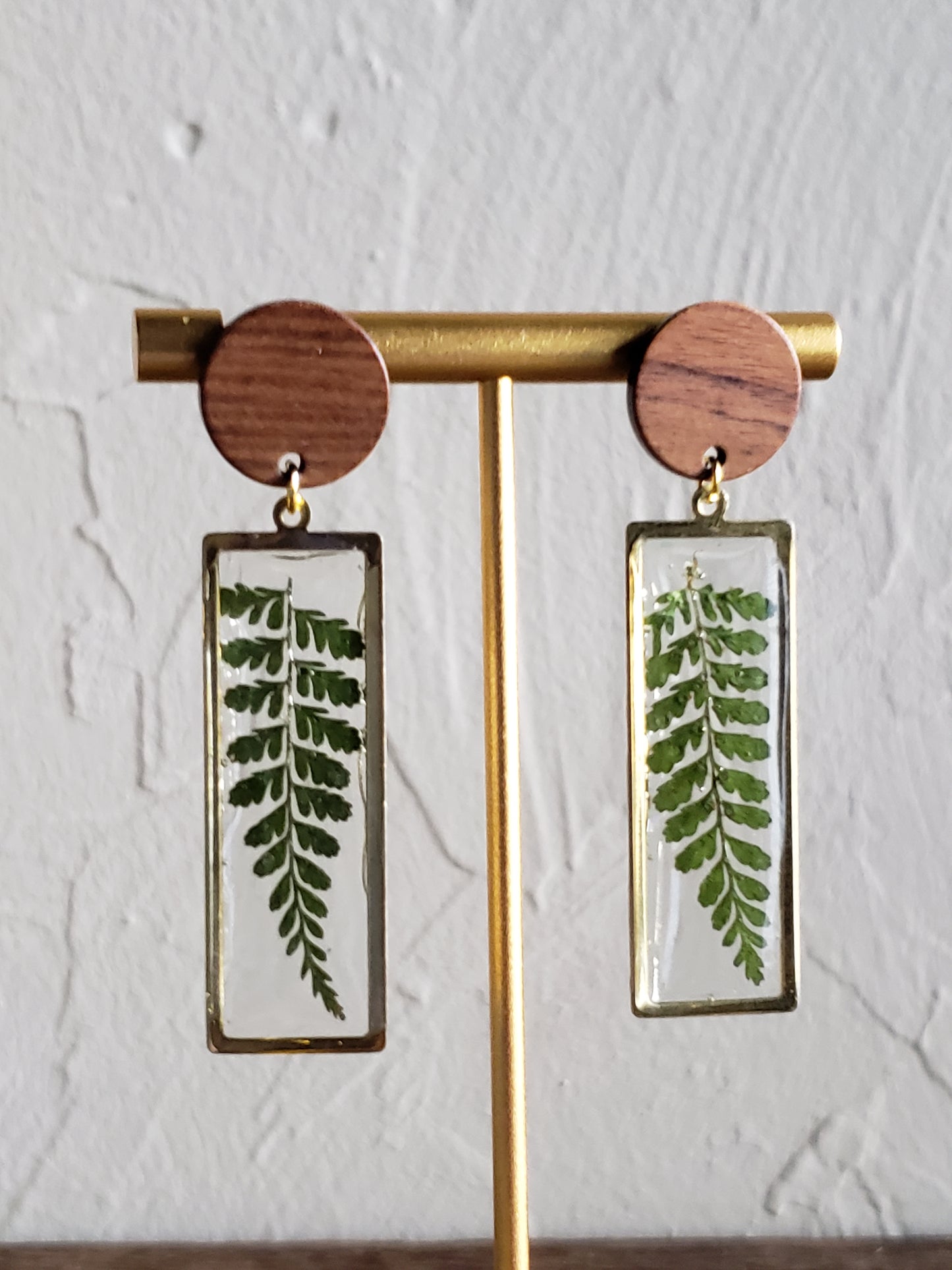 Fern resin earrings