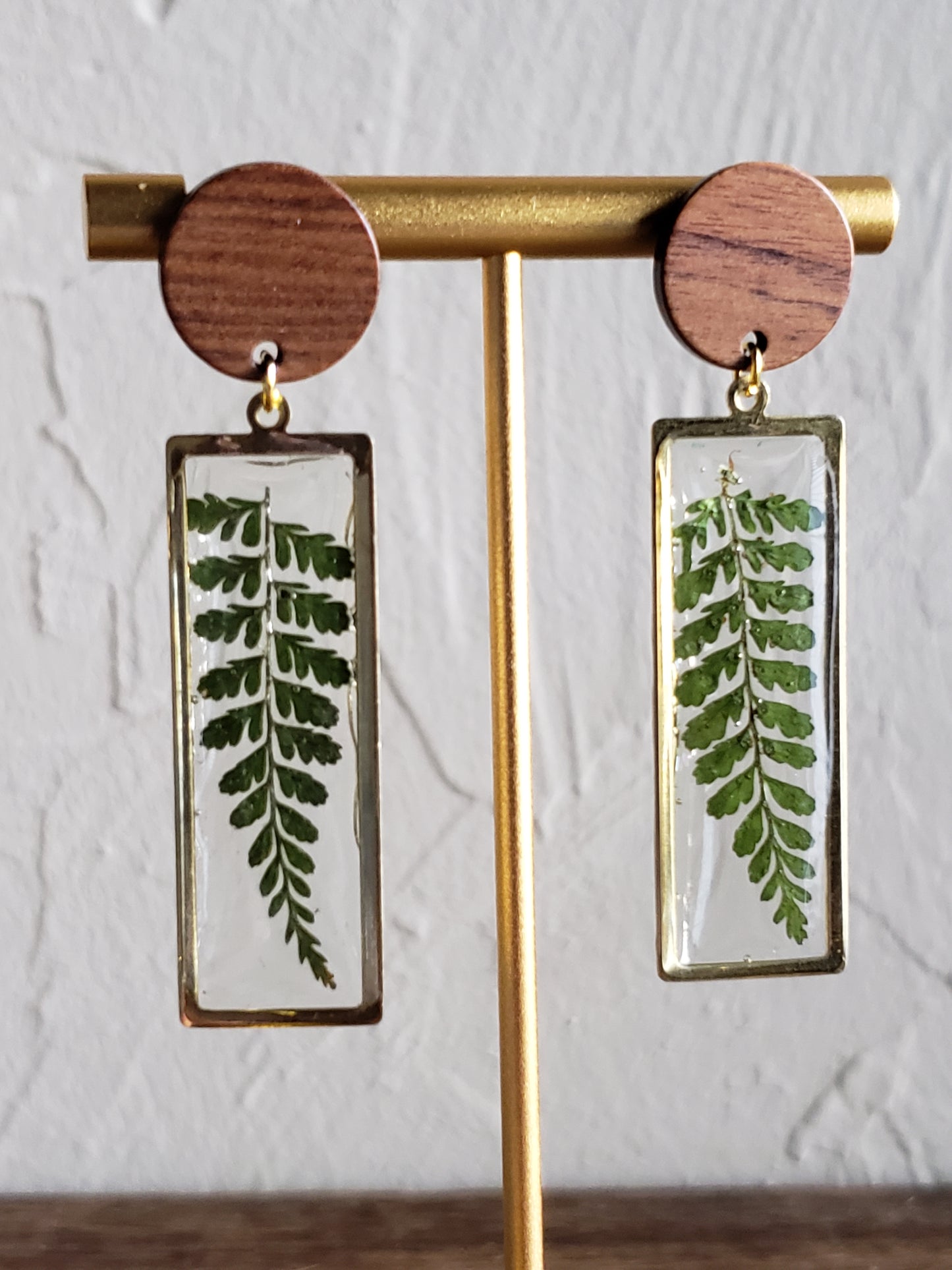 Fern resin earrings