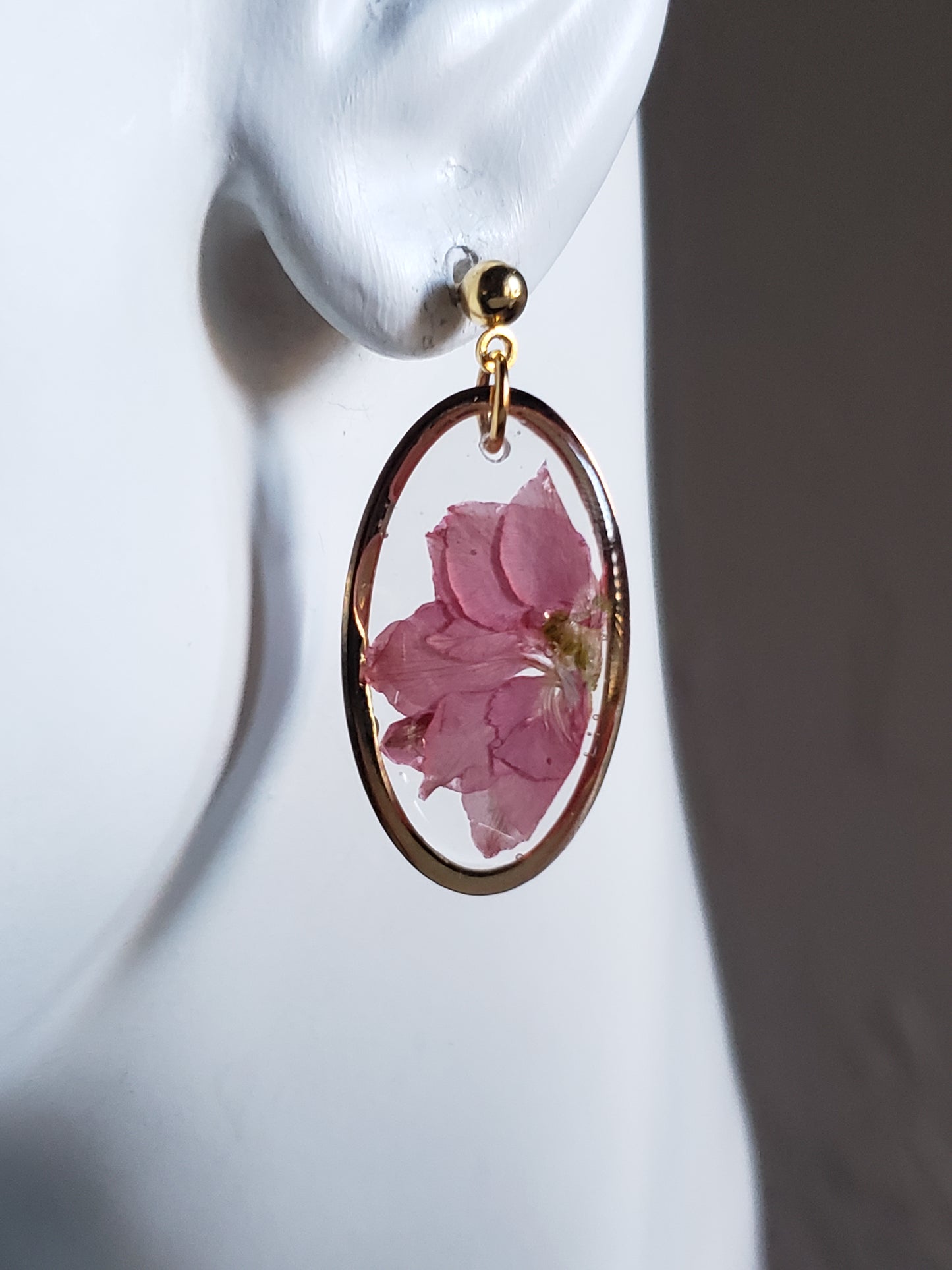 Pink Helebore Flowers Resin Earrings