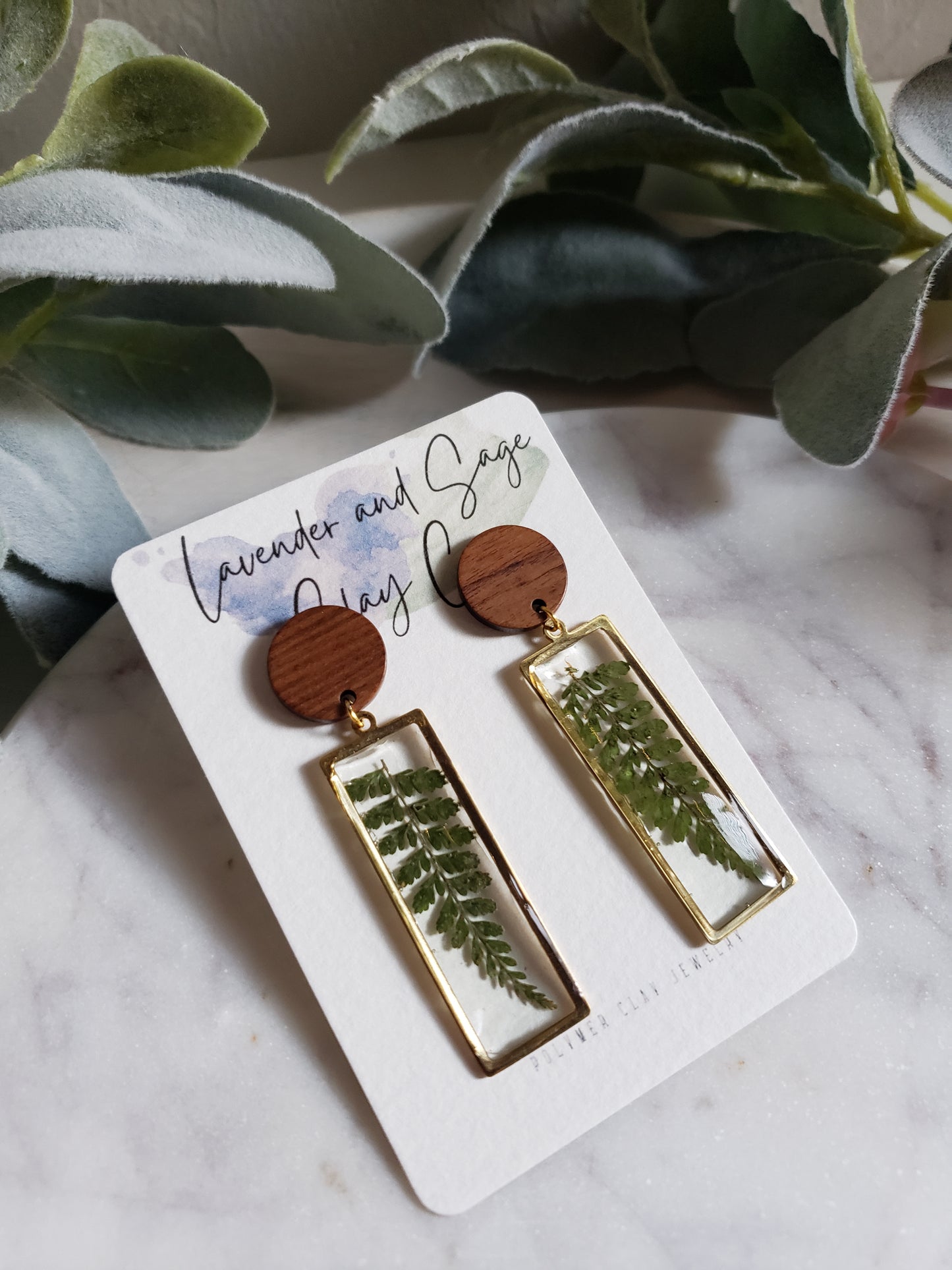 Fern resin earrings