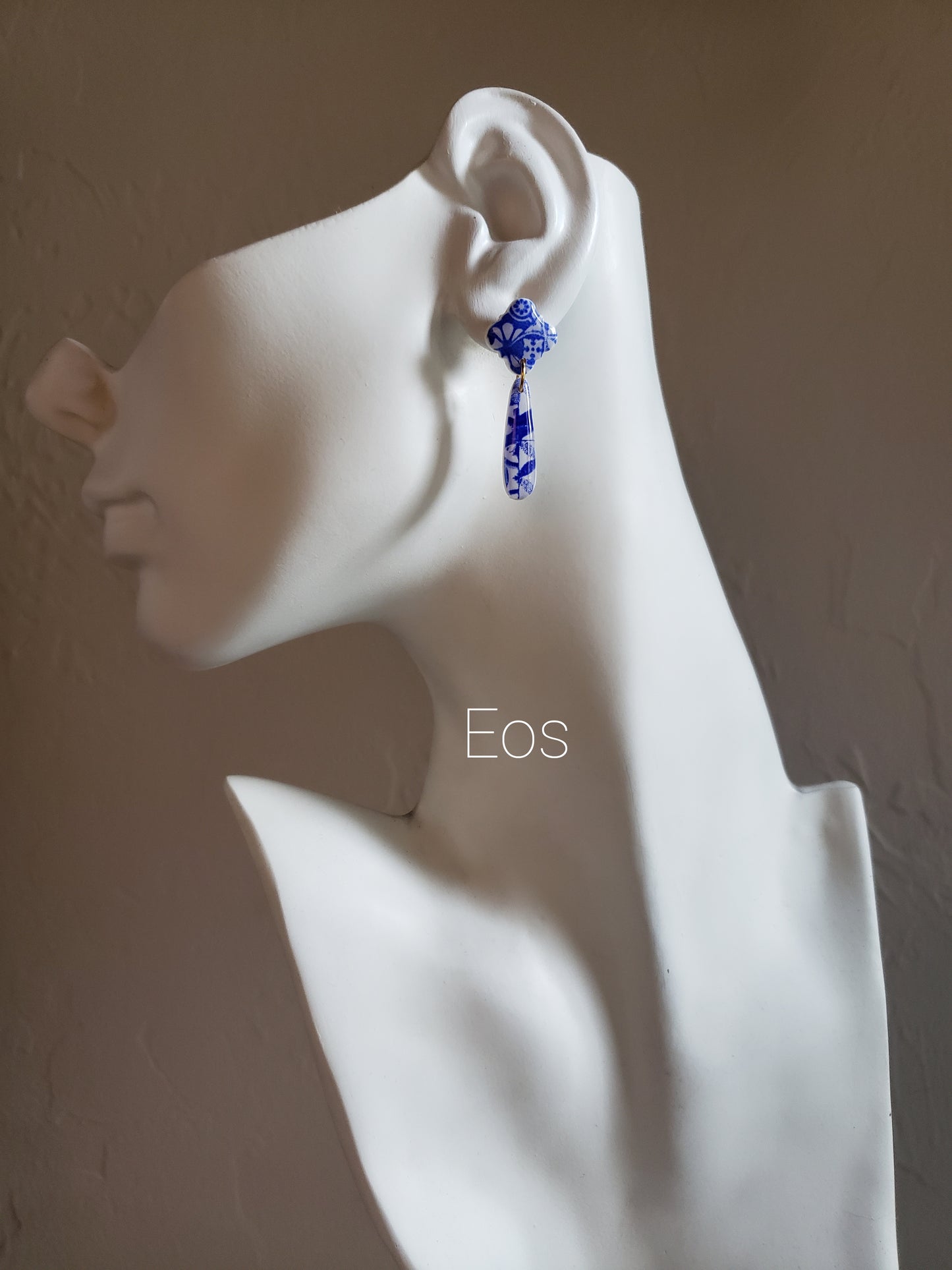 Santorini Collection | Polymer clay earrings | Blue and white earrings