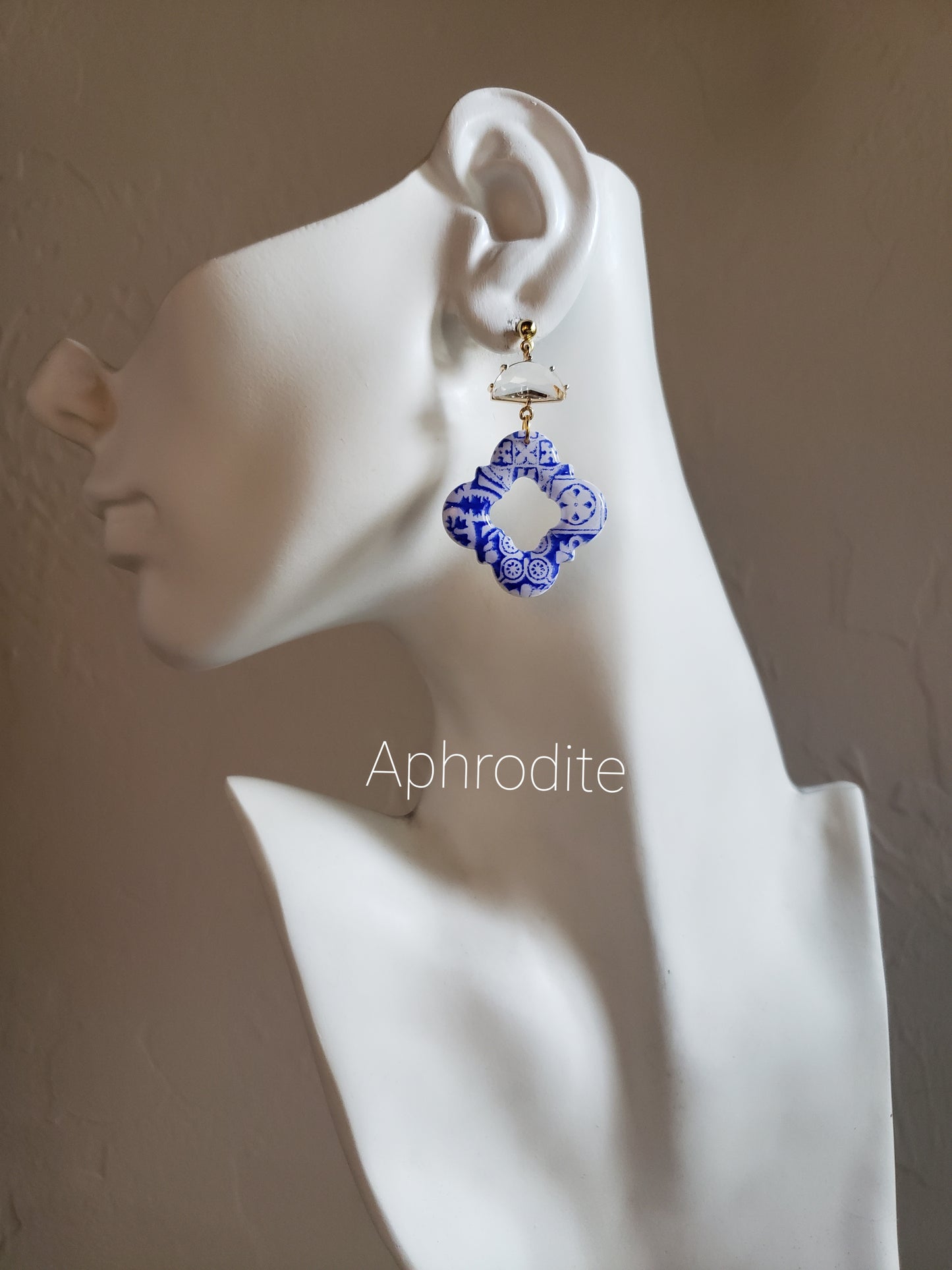 Santorini Collection | Polymer clay earrings | Blue and white earrings