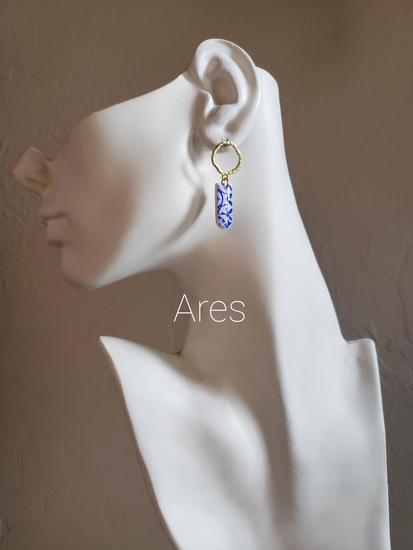 Santorini Collection | Polymer clay earrings | Blue and white earrings