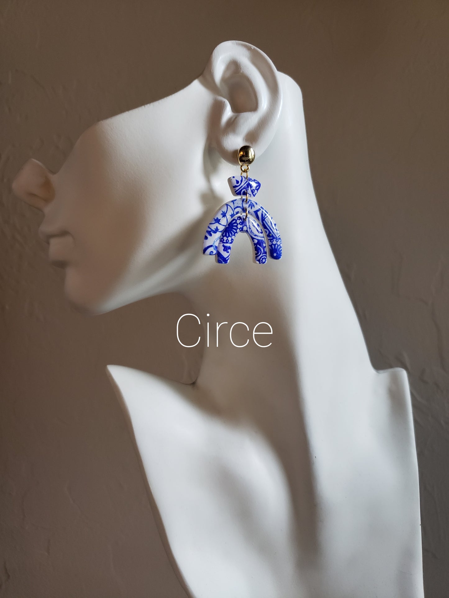 Santorini Collection | Polymer clay earrings | Blue and white earrings