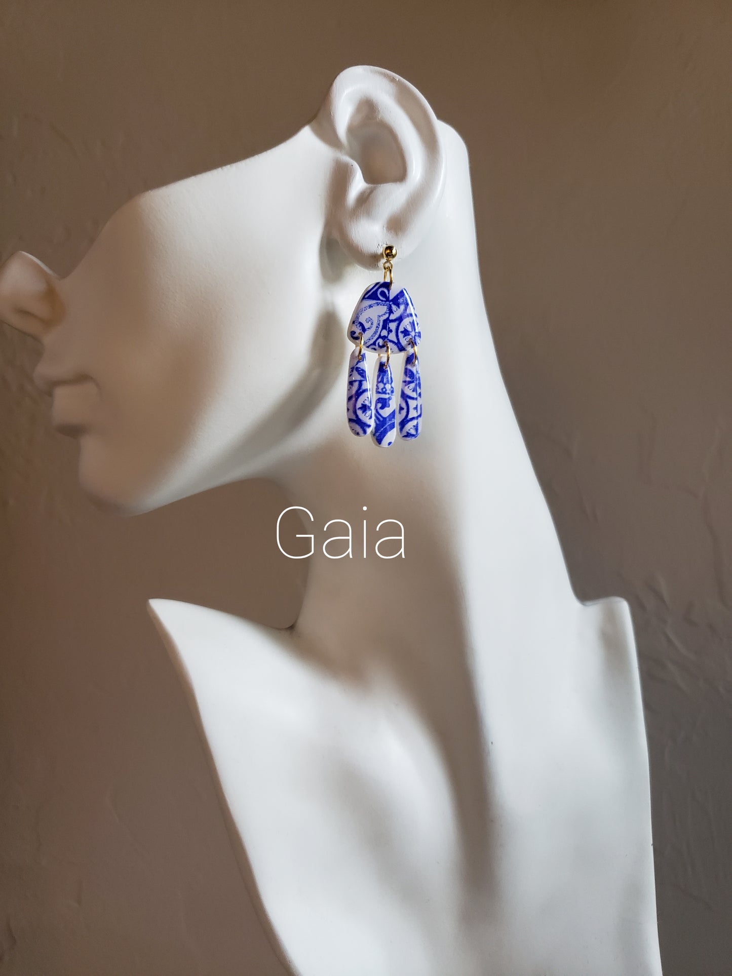 Santorini Collection | Polymer clay earrings | Blue and white earrings