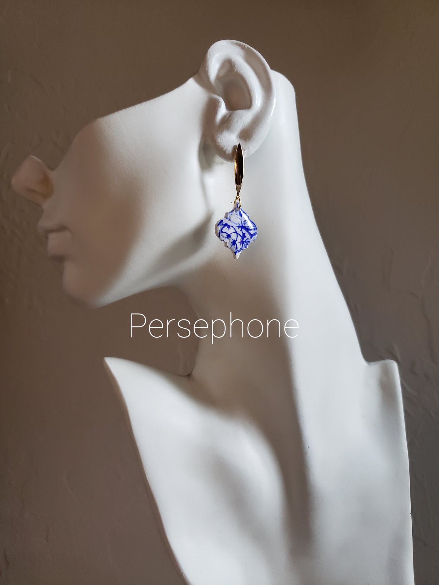 Santorini Collection | Polymer clay earrings | Blue and white earrings