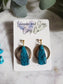 Turquoise dagger shaped polymer clay earrings with brass moon accents| Handmade clay earrings