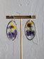 Violet and Daisy Resin Oval Earrings