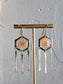 Peach Queen Ann's lace floral resin earrings with 14k gold fill hammered stick dangles.