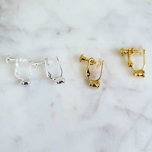 Clip on adapters for stud earrings on gold and silver