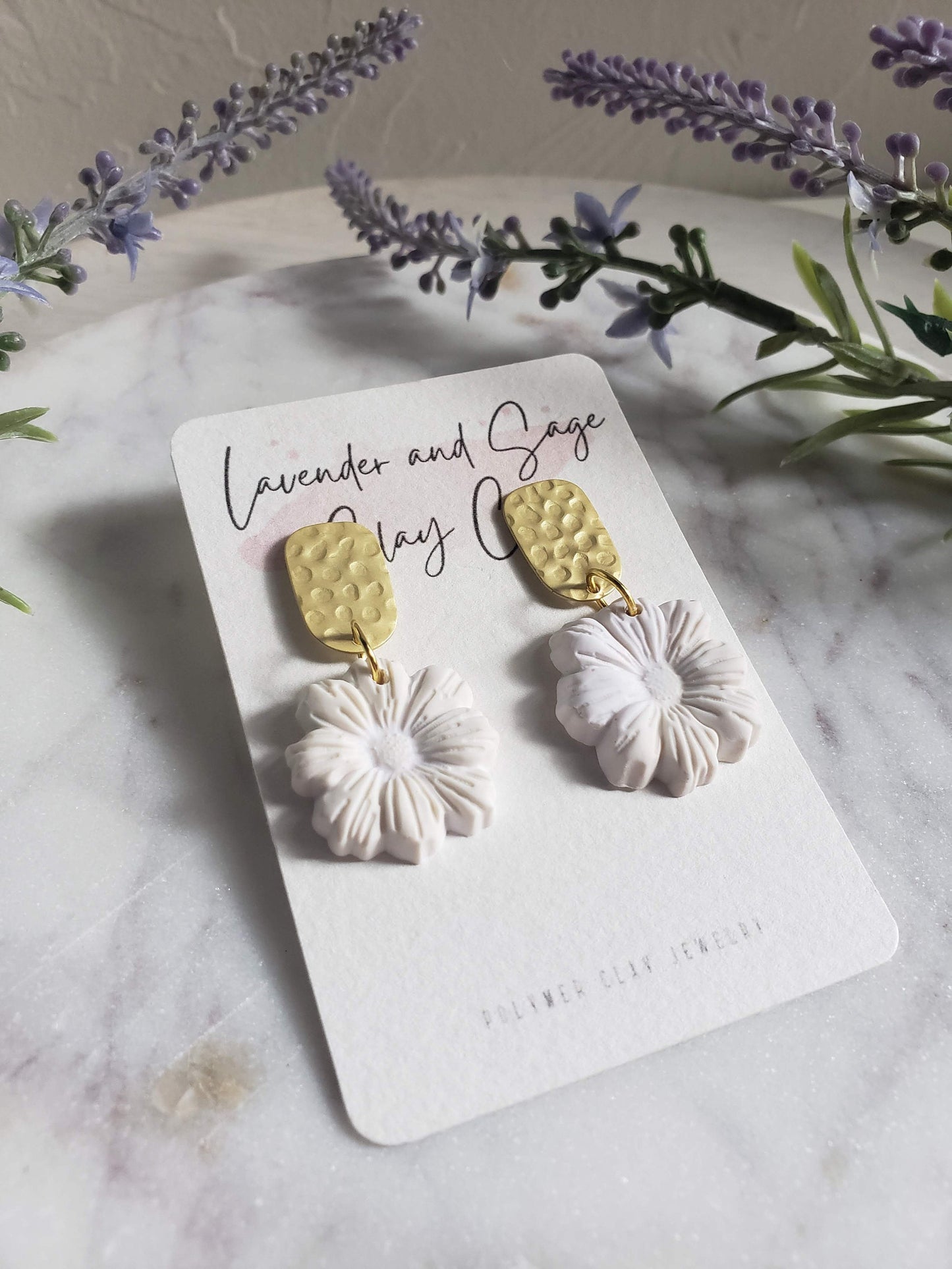 Daisy Flower Polymer Clay Earrings