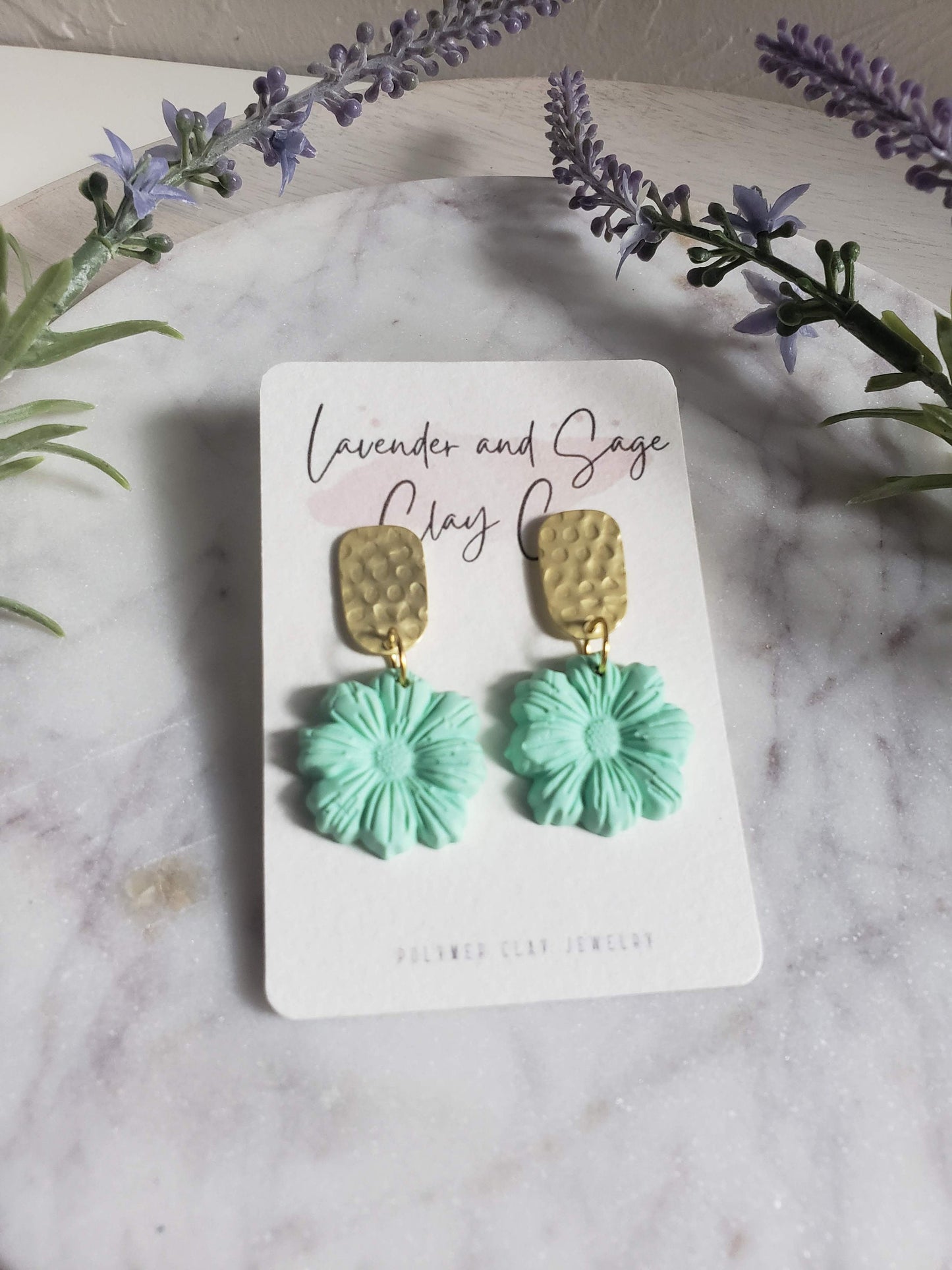 Daisy Flower Polymer Clay Earrings