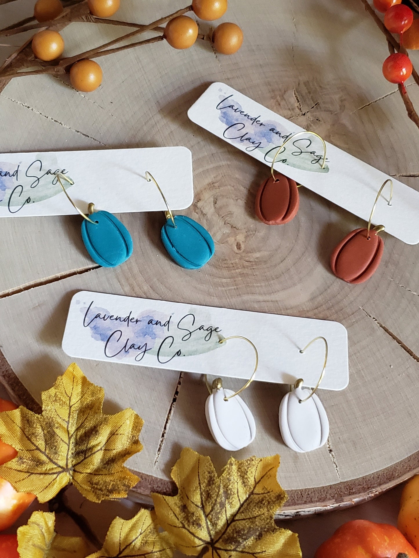 Clay Halloween Earrings | Tall Polymer Clay Pumpkin hoops with Gold Ear wire