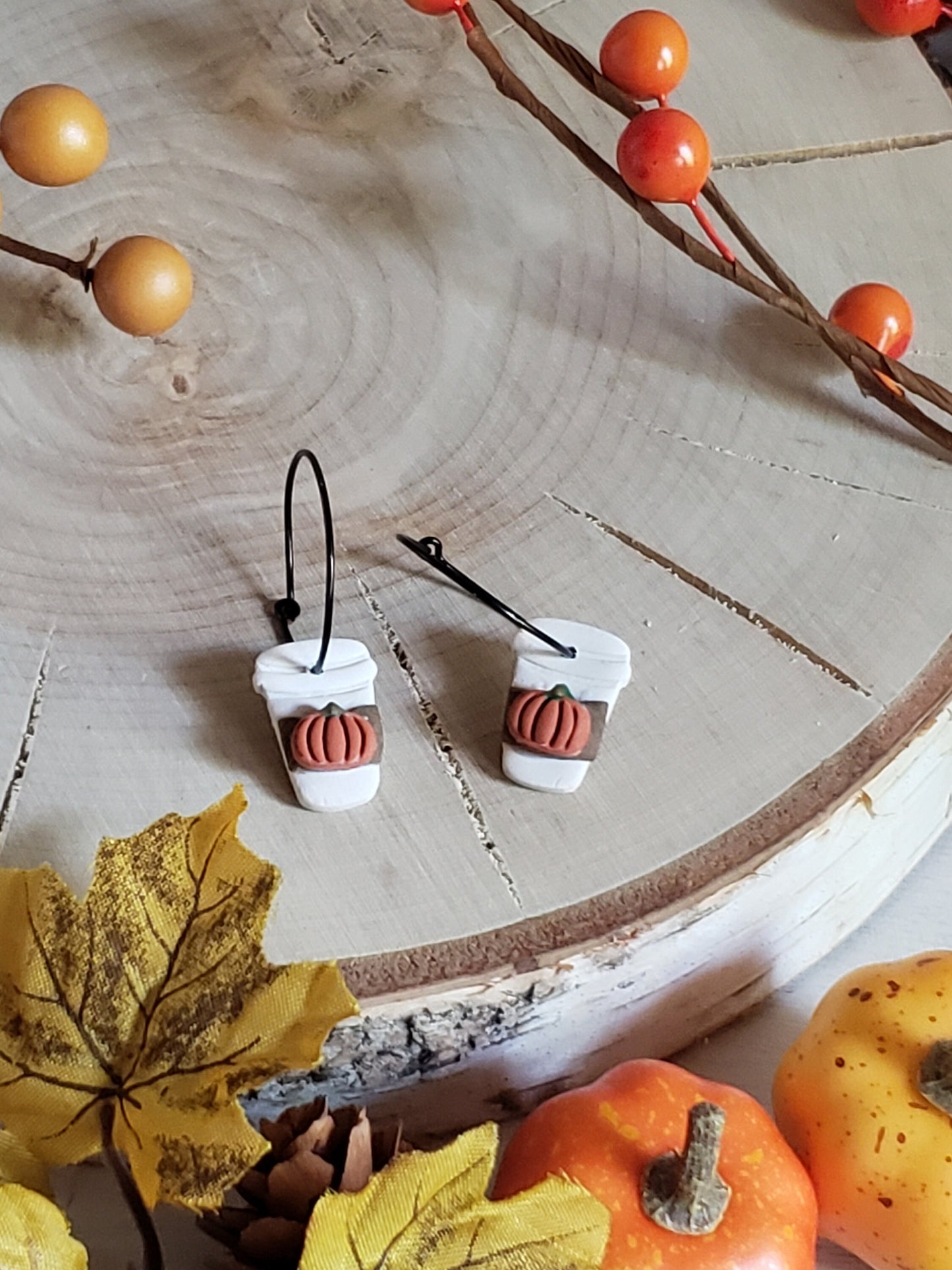 Clay Fall Earrings | PSL coffee hoops