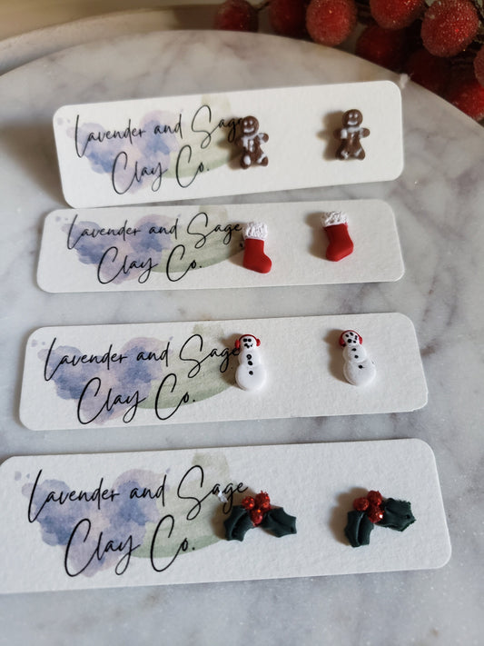 Clay Christmas Earrings | New Mini Christmas stud Packs |Choose your own mix 1, 2, 3 and 4 packs