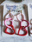 Valentine's day earrings Heart chain earrings polymer clay earrings