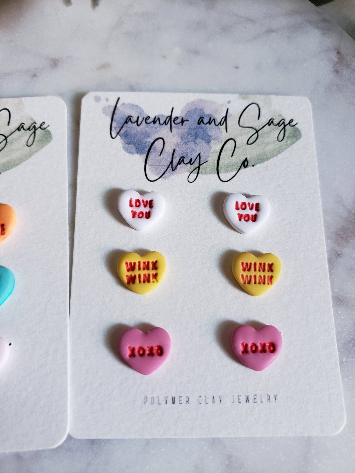 Mini conversation heart studs | Chose your own stud packs | Valentine's clay stud packs