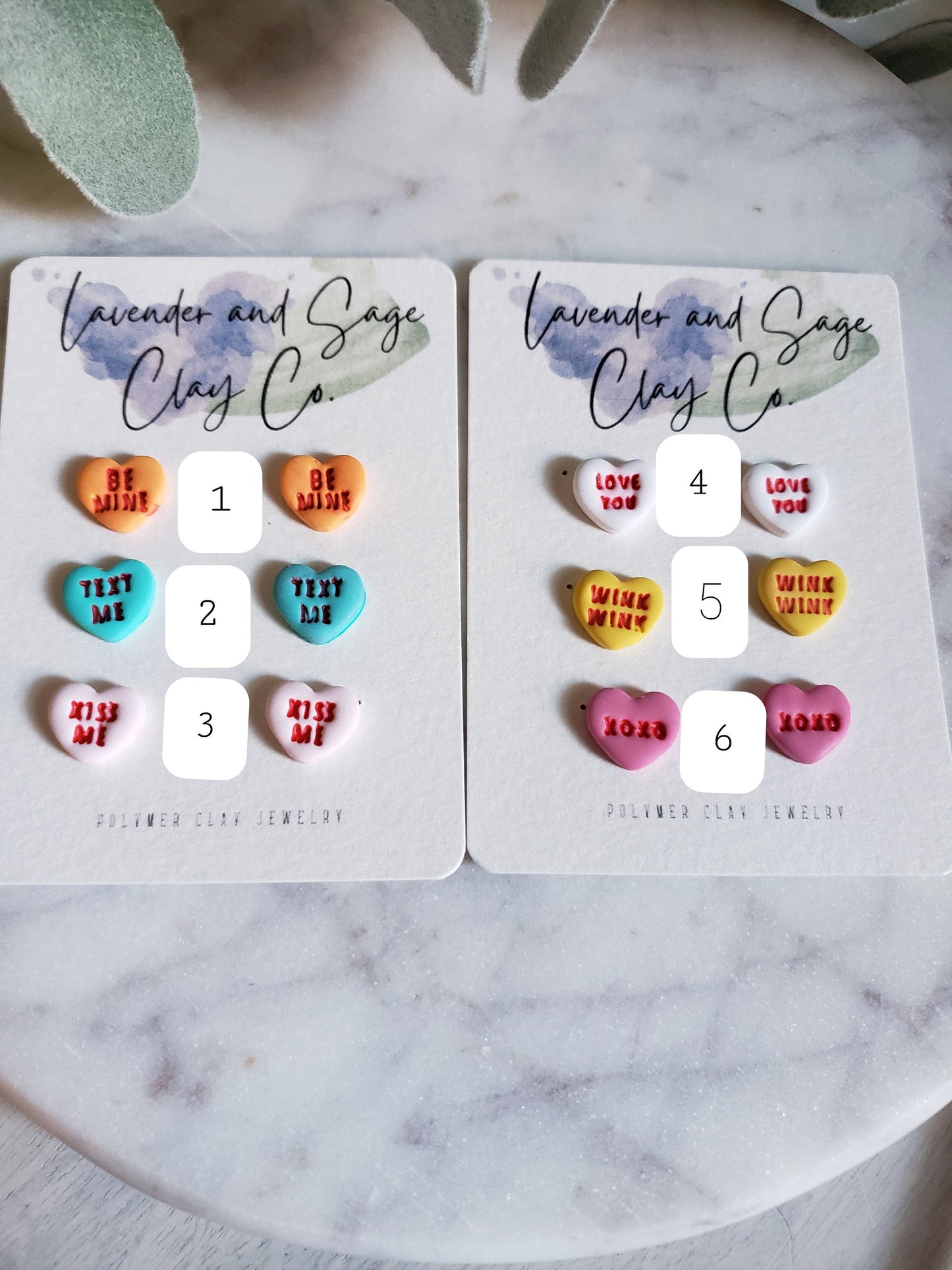 Mini conversation heart studs | Chose your own stud packs | Valentine's clay stud packs