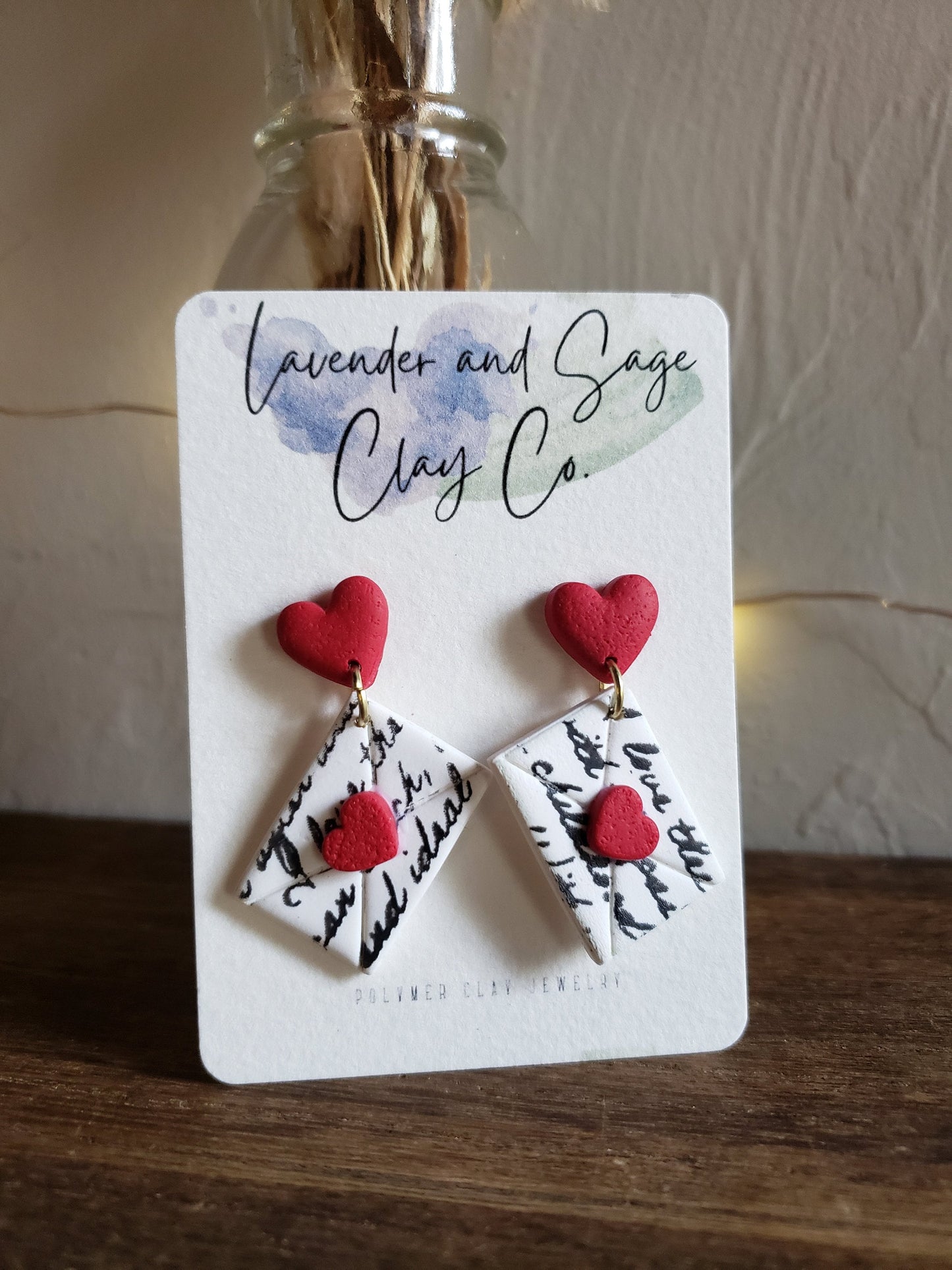 Love letter envelopes earrings  | Valentine's clay earrings |Polymer Clay Earrings | Statement Earrings