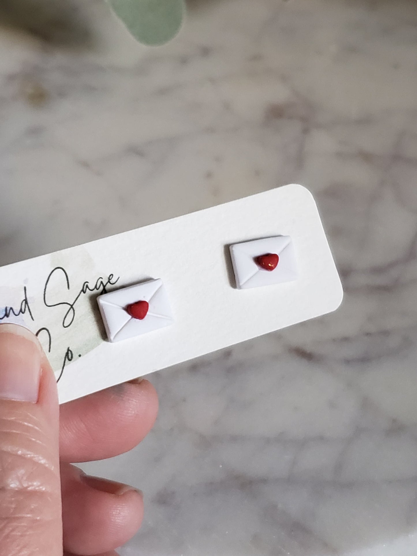 Tiny love letter envelopes studs with heart seal