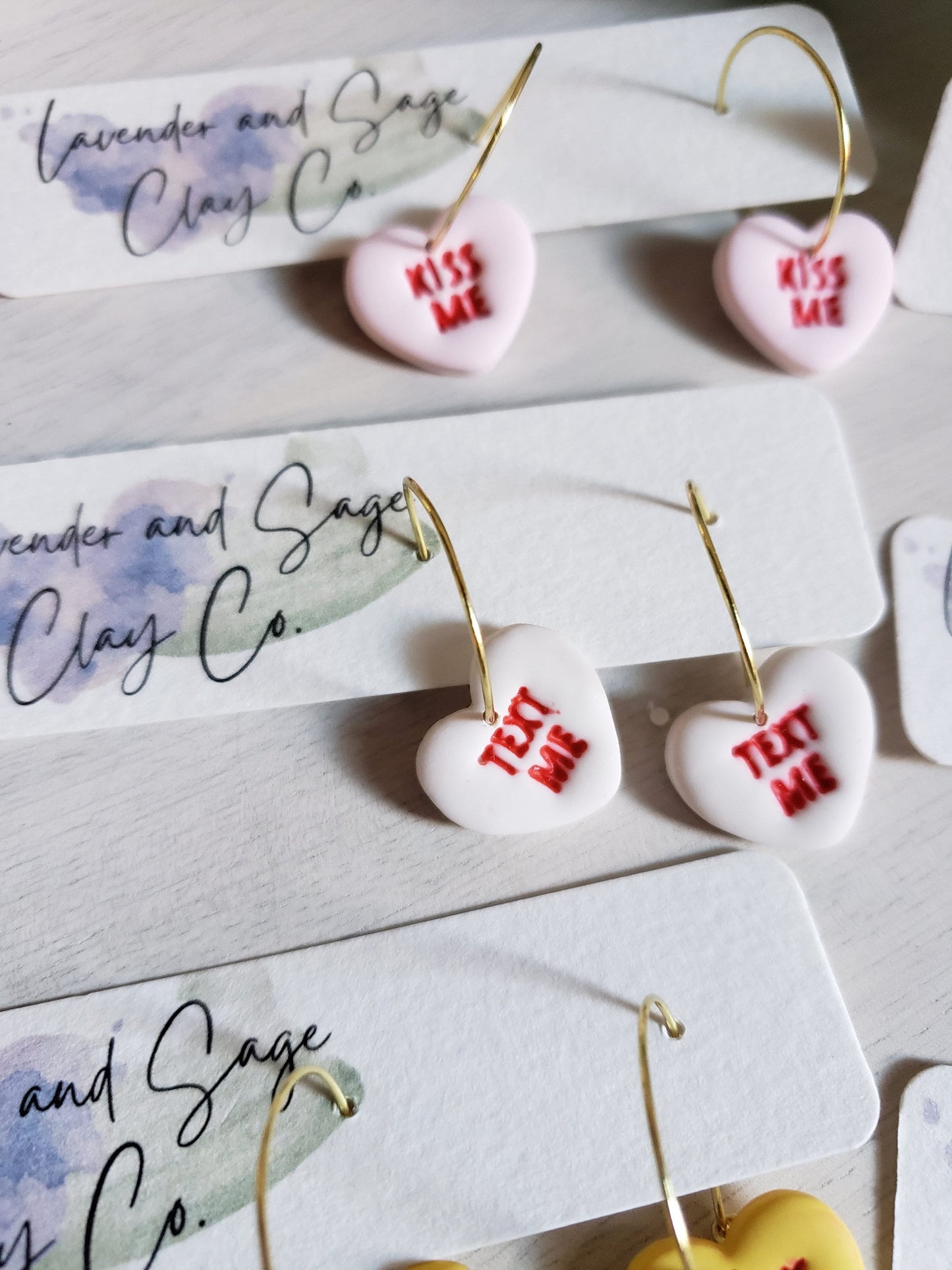 Conversation hearts hoop earrings | Valentine's candy heart earrings